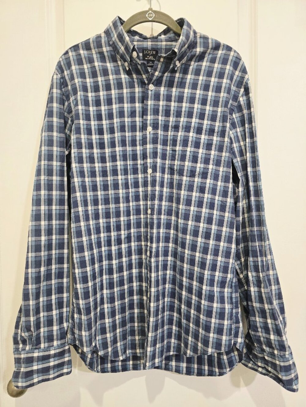 J.Crew Men's Blue Plaid Button-Front Long Sleeve Shirt size M